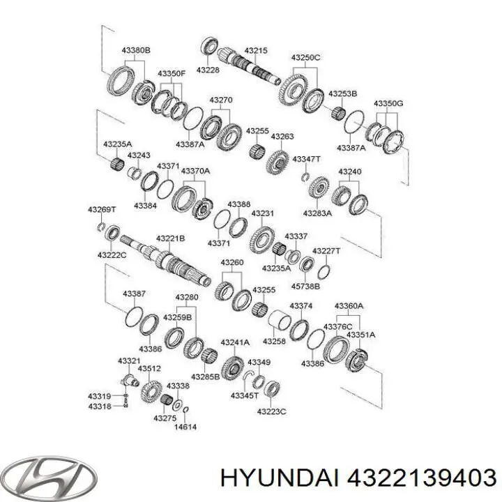 Eixo primário da caixa de câmbio Hyundai/Kia 4322139403 preço, a partir de 363,19 USD