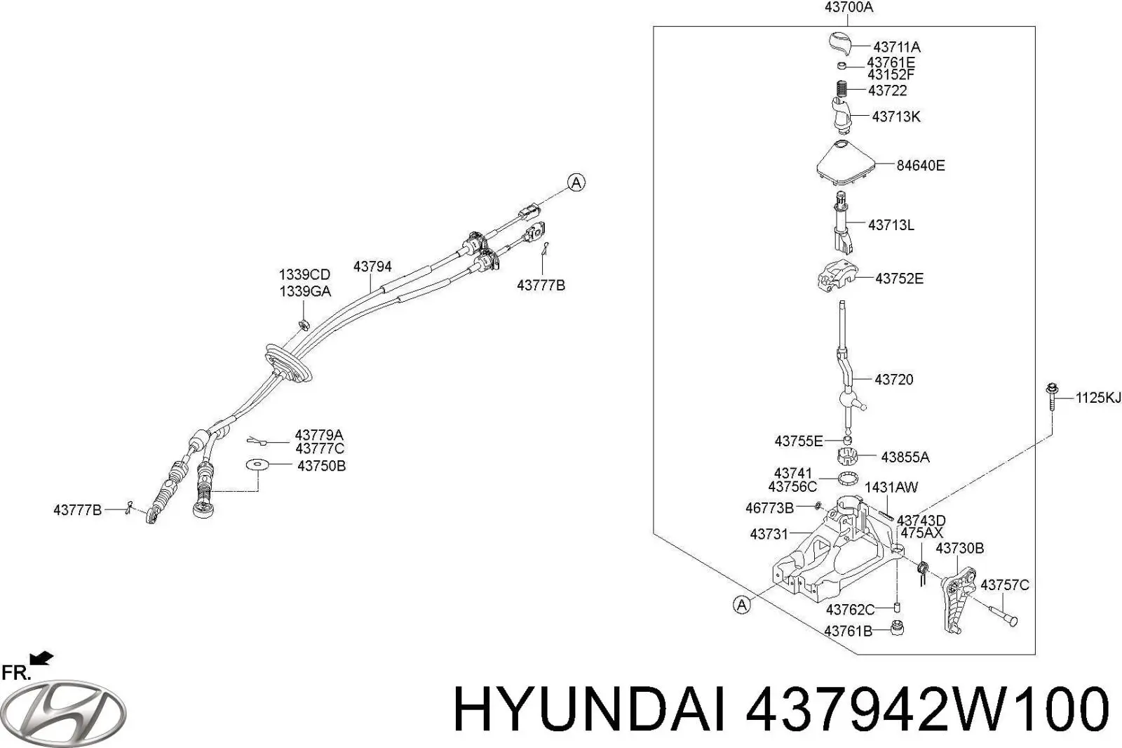 Cabo de mudança duplo Hyundai Santa Fe III DM