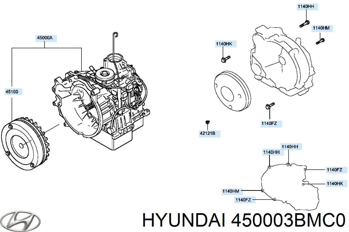 450003BMC0 Hyundai/Kia Caixa Automática de Mudança montada