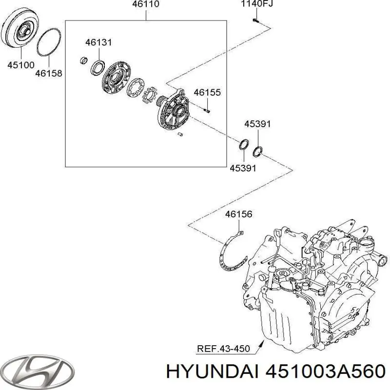 451003A560 Hyundai/Kia Conversor de binário da Caixa Automática de Mudança