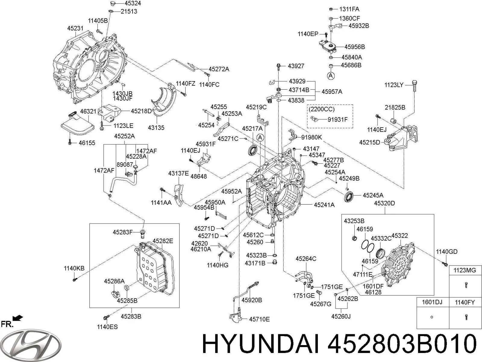 Compre 452803B010 Hyundai/Kia Tampa traseira da caixa de mudança