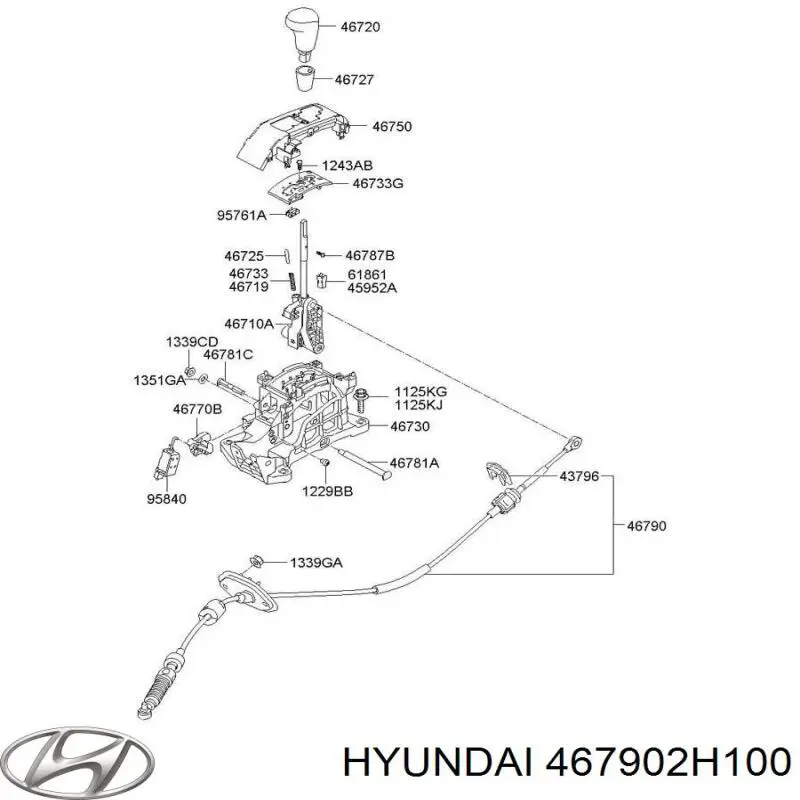 Cabo de mudança (de seleção de velocidade) Hyundai/Kia 467902H100 preço, a partir de  USD