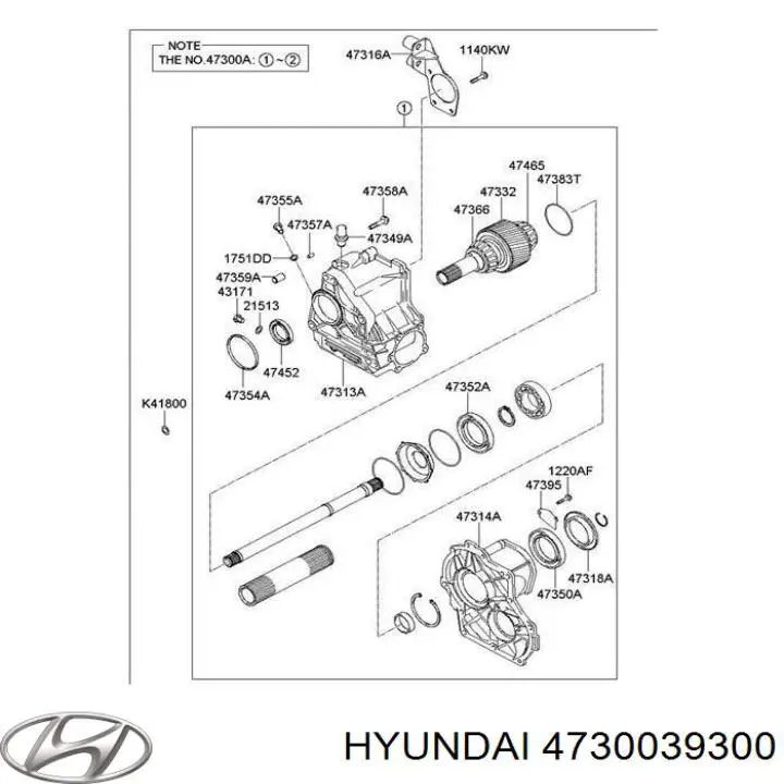 4730039300 Hyundai/Kia Caixa de transferência