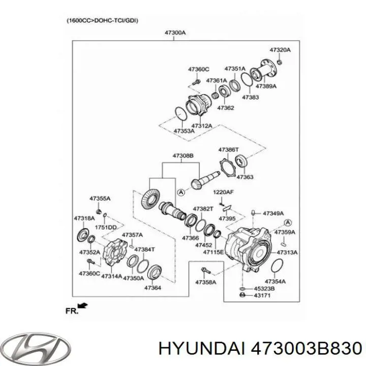 473003B830 Hyundai/Kia Caixa de transferência