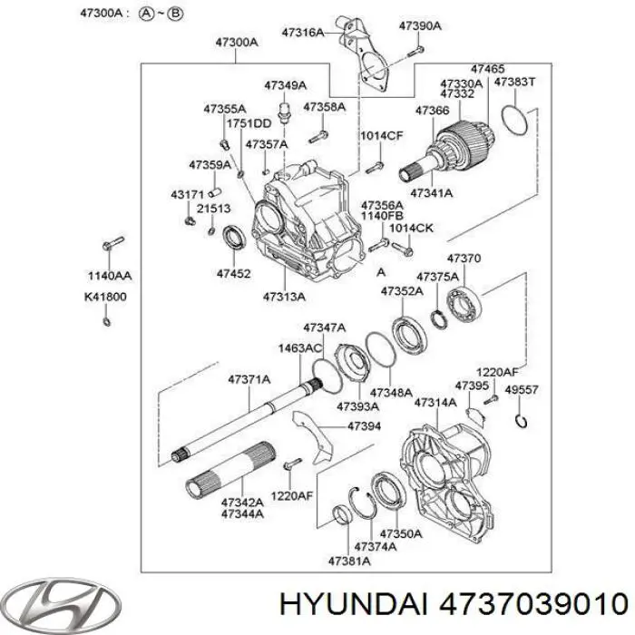 4737039010 Hyundai/Kia Rolamento da caixa de transferência, da árvore de saída, dianteiro