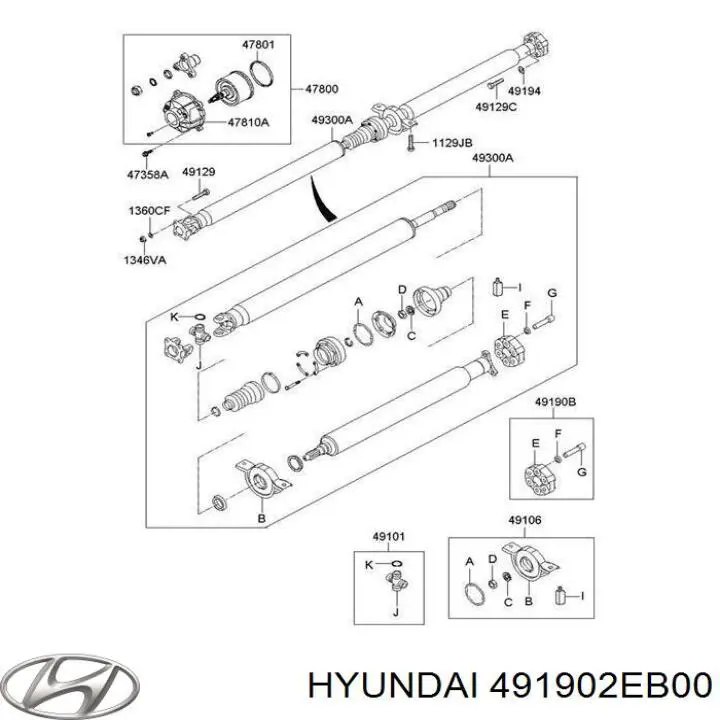 Acoplamento elástico traseiro do veio de transmissão Hyundai/Kia 491902EB00 preço, a partir de 133,74 USD