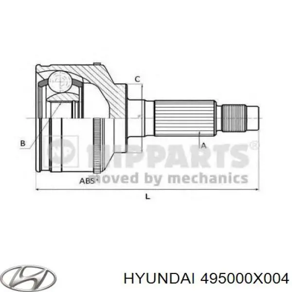 495000X004 Hyundai/Kia Junta homocinética externa dianteira
