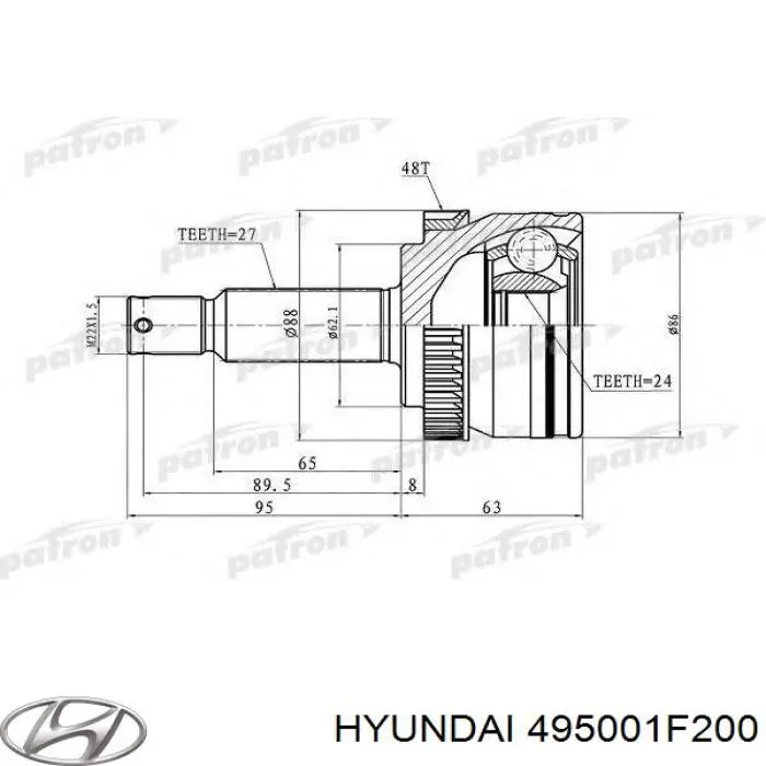 Compre 495001F200 Hyundai/Kia Semieixo (acionador) dianteiro direito