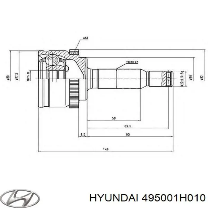 Compre 495001H010 Hyundai/Kia Semieixo (acionador) dianteiro direito