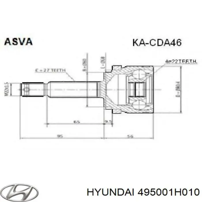 Compre 495001H010 Hyundai/Kia Semieixo (acionador) dianteiro direito