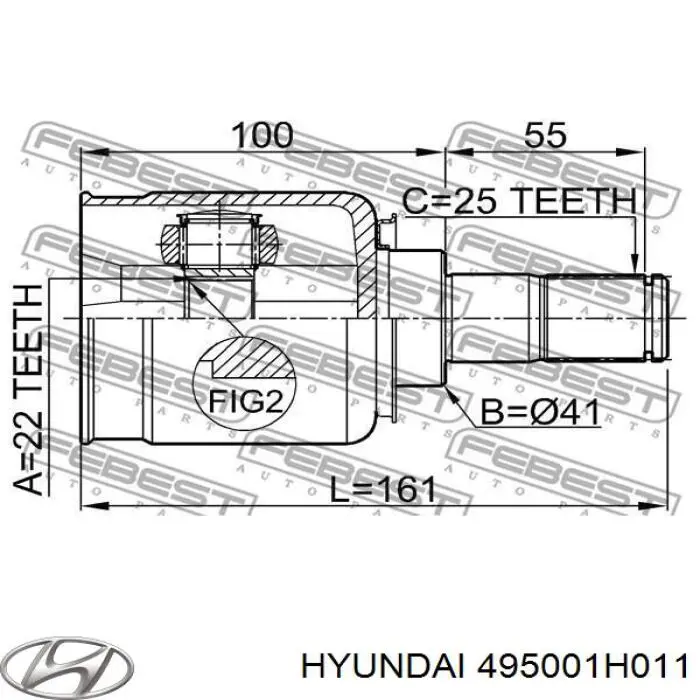 Compre 495001H011 Hyundai/Kia Semieixo (acionador) dianteiro direito