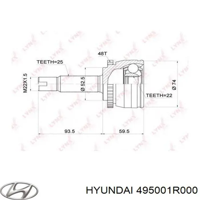 Compre 495001R000 Hyundai/Kia Semieixo (acionador) dianteiro esquerdo