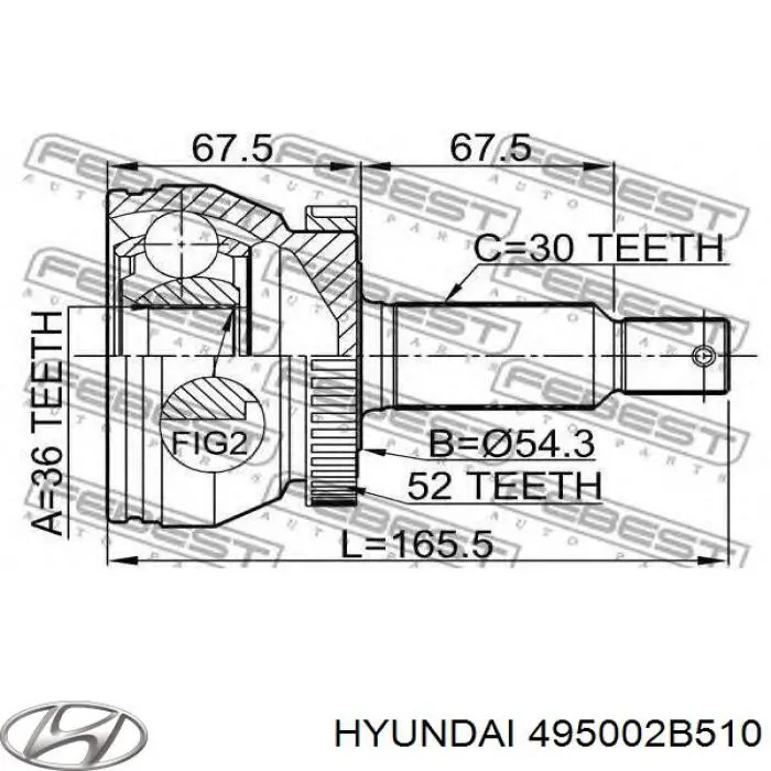 Compre 495002B510 Hyundai/Kia Semieixo (acionador) dianteiro direito