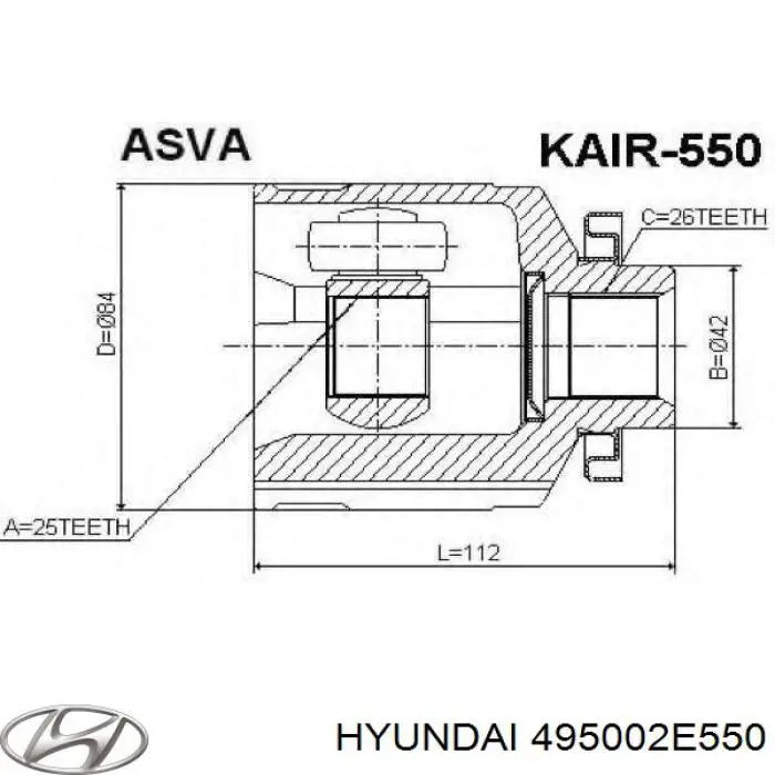 Compre 495002E550 Hyundai/Kia Semieixo (acionador) dianteiro direito