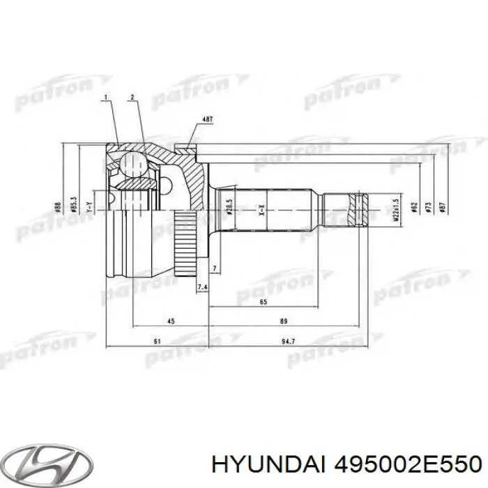 Compre 495002E950 Hyundai/Kia Semieixo (acionador) dianteiro direito
