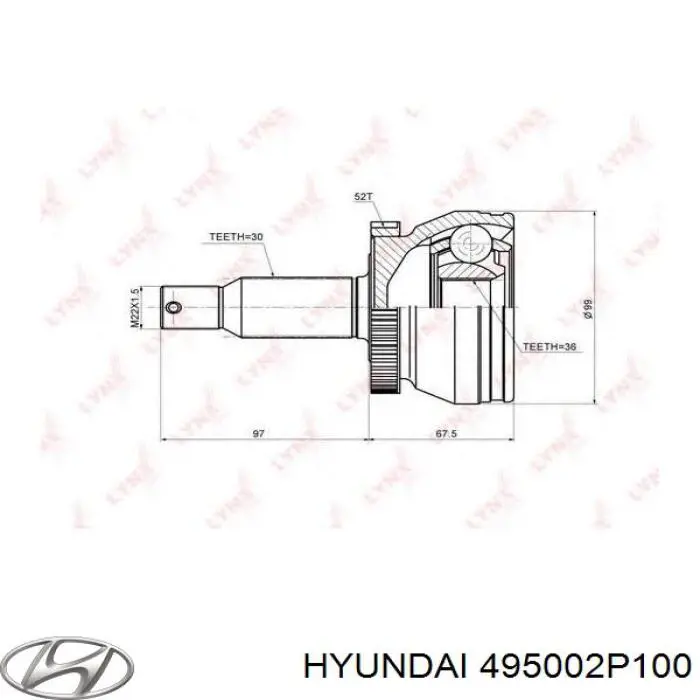 Semieixo (acionador) dianteiro esquerdo Hyundai/Kia 495002P100 preço, a partir de 93,64 USD