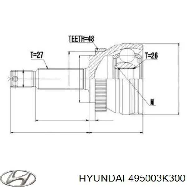 495003K300 Hyundai/Kia Semieixo (acionador) dianteiro esquerdo