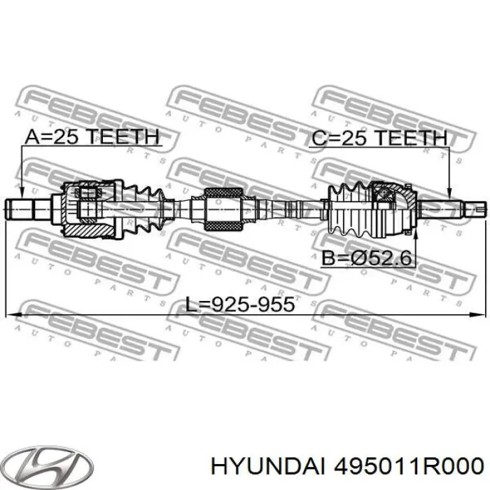 Compre 495011R000 Hyundai/Kia Semieixo (acionador) dianteiro direito