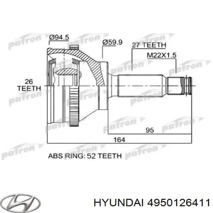 Compre 4950126411 Hyundai/Kia Semieixo (acionador) dianteiro esquerdo