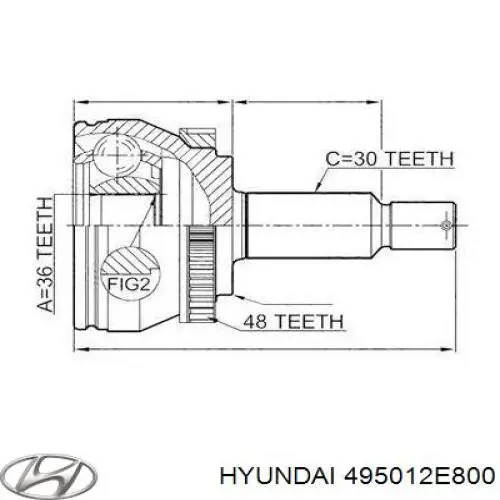 495012E800 Hyundai/Kia Semieixo (acionador) dianteiro esquerdo