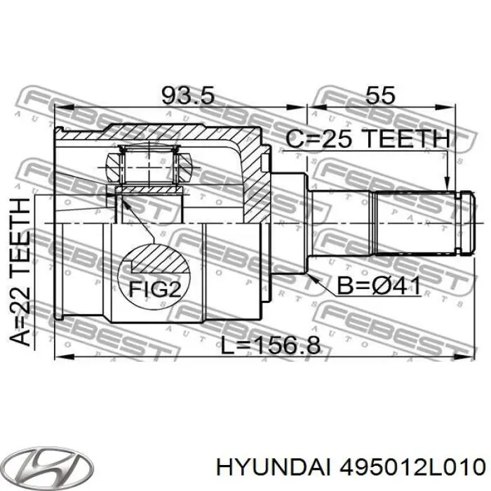 495012L010 Hyundai/Kia Semieixo (acionador) dianteiro esquerdo