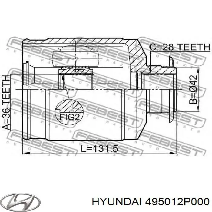 Compre 495012P000 Hyundai/Kia Semieixo (acionador) dianteiro direito
