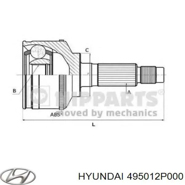 495012P000 Hyundai/Kia Semieixo (acionador) dianteiro direito