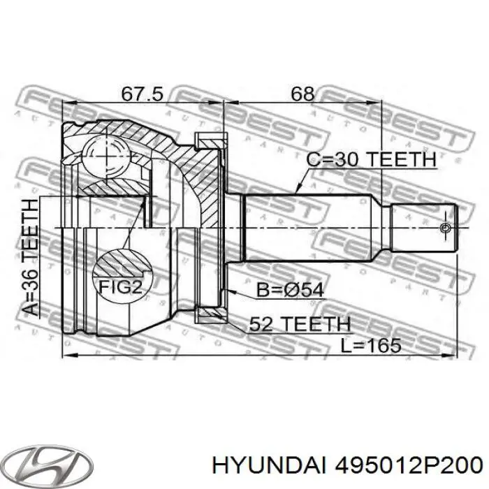 495012P200 Hyundai/Kia Junta homocinética externa dianteira