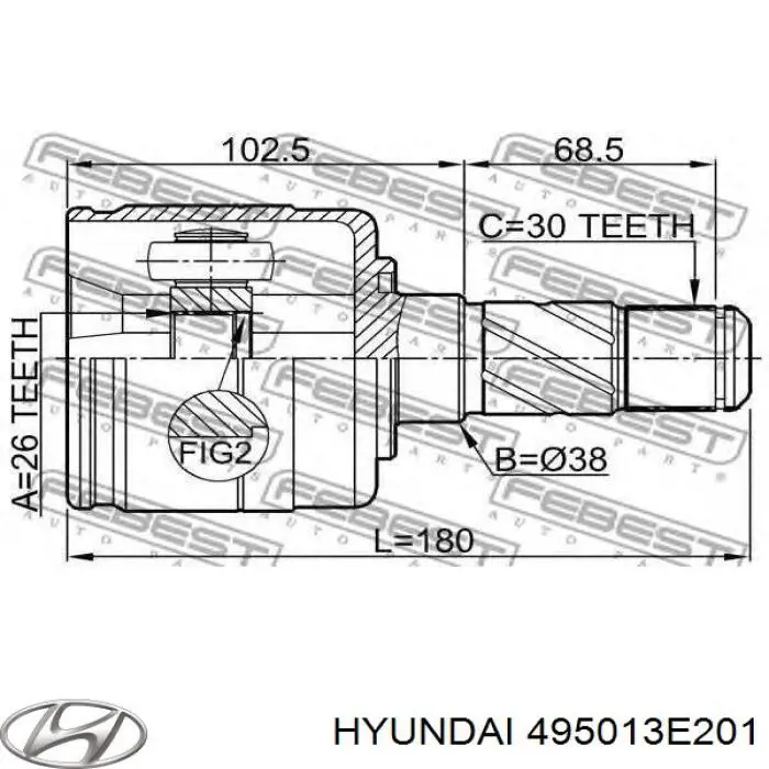 495013E201 Hyundai/Kia Semieixo (acionador) dianteiro esquerdo