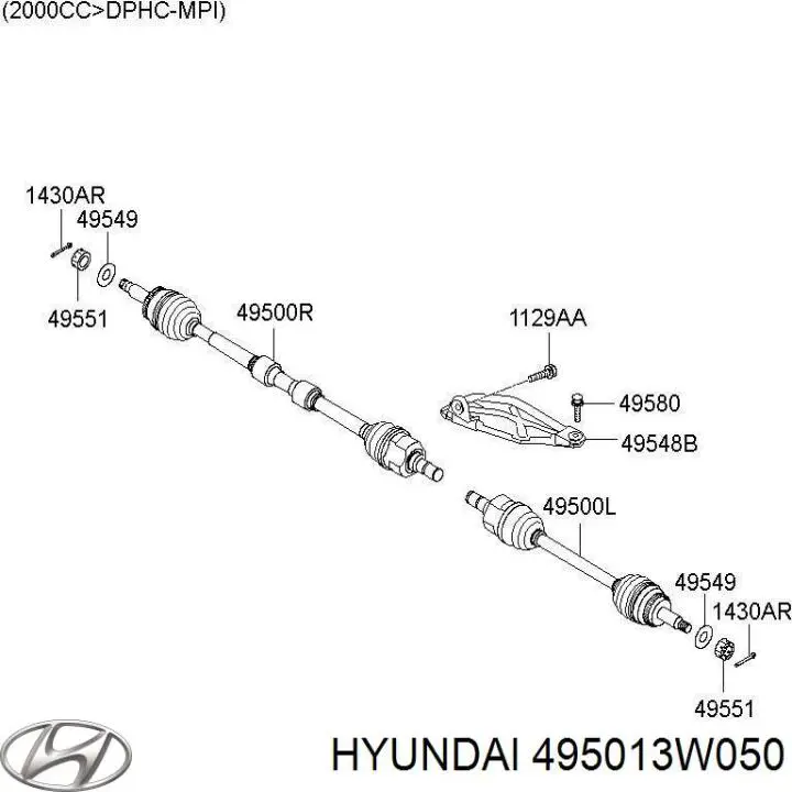 Compre 495013W050 Hyundai/Kia Semieixo (acionador) dianteiro direito