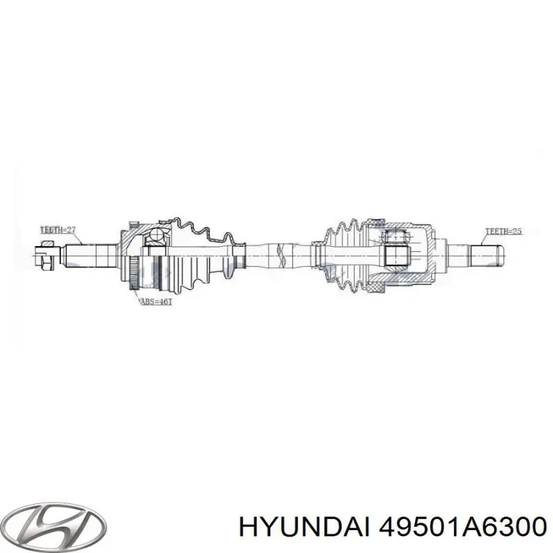 Semieixo (acionador) dianteiro direito Hyundai/Kia 49501A6300 preço, a partir de 95,34 USD