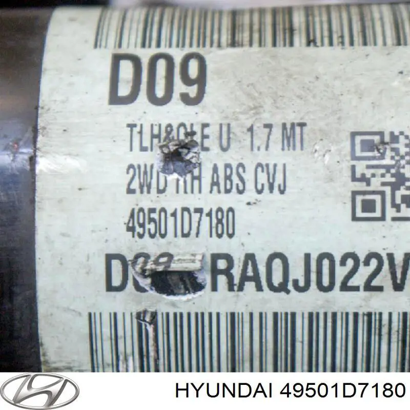 49501D7180 Hyundai/Kia Semieixo (acionador) dianteiro direito