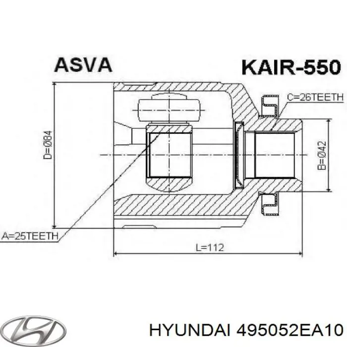 Compre 495052EA10 Hyundai/Kia Junta homocinética interna dianteira direita