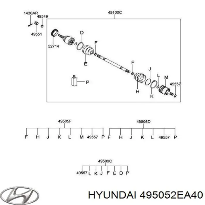 495052EA40 Hyundai/Kia Junta homocinética interna traseira