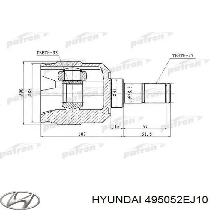 Junta homocinética interna dianteira Hyundai/Kia 495052EJ10 preço, a partir de 102,85 USD