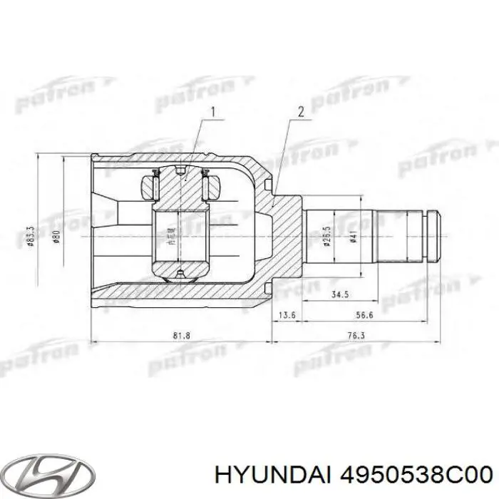 Compre 4950538C00 Hyundai/Kia Junta homocinética interna dianteira