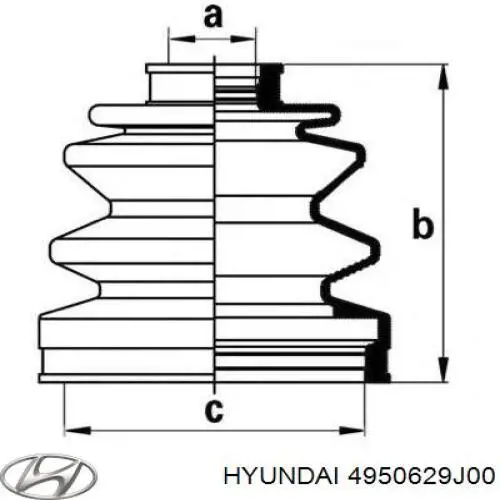 Bota de proteção interna de junta homocinética do semieixo dianteiro Hyundai Coupe I RD
