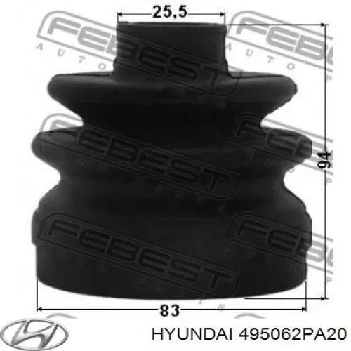 Compre 495062PA20 Hyundai/Kia Bota de proteção interna esquerda de junta homocinética do semieixo dianteiro