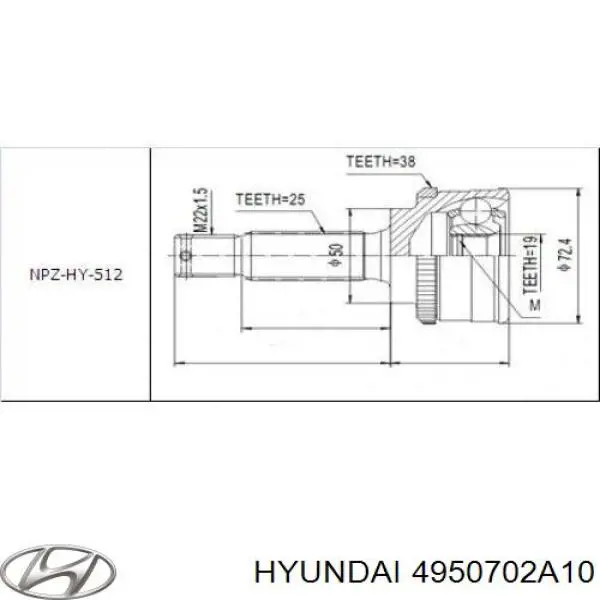 4950702A10 Hyundai/Kia Junta homocinética externa dianteira