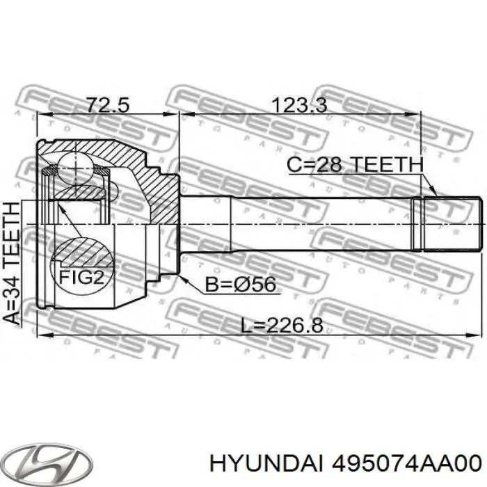 Junta homocinética externa dianteira Hyundai H-1 STAREX Starex 