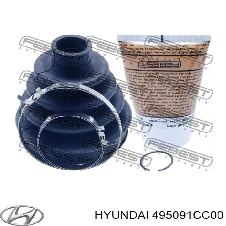 Bota de proteção externa de junta homocinética do semieixo dianteiro 495091CC00 Hyundai/Kia