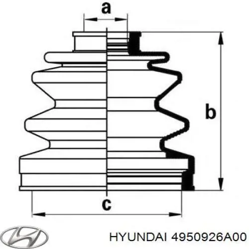 4950926A00 Hyundai/Kia Bota de proteção externa de junta homocinética do semieixo dianteiro