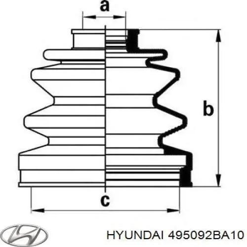 495092BA10 Hyundai/Kia Bota de proteção externa esquerda de junta homocinética