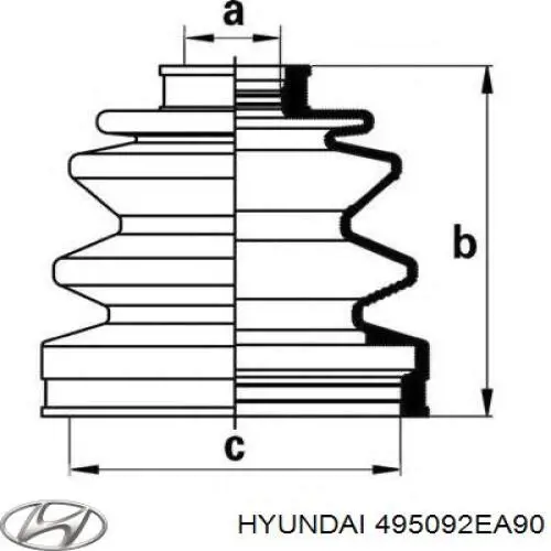 Bota de proteção externa de junta homocinética do semieixo dianteiro Hyundai/Kia 495092EA90 preço, a partir de 12,16 USD