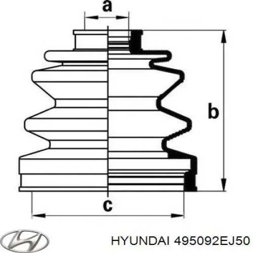 495092EJ50 Hyundai/Kia Bota de proteção externa de junta homocinética do semieixo dianteiro