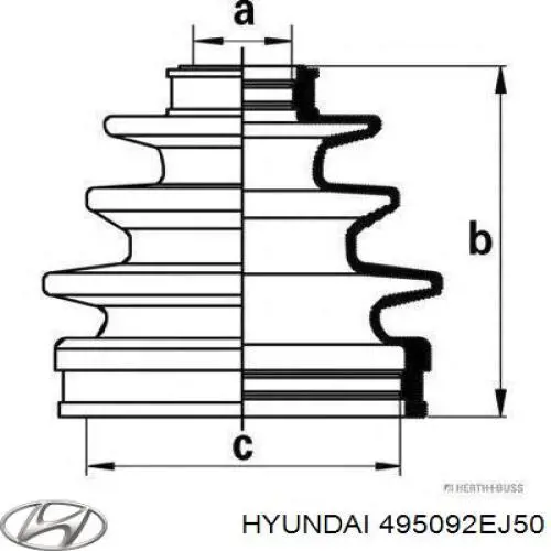 Bota de proteção externa de junta homocinética do semieixo dianteiro Hyundai/Kia 495092EJ50 preço, a partir de 163,57 USD