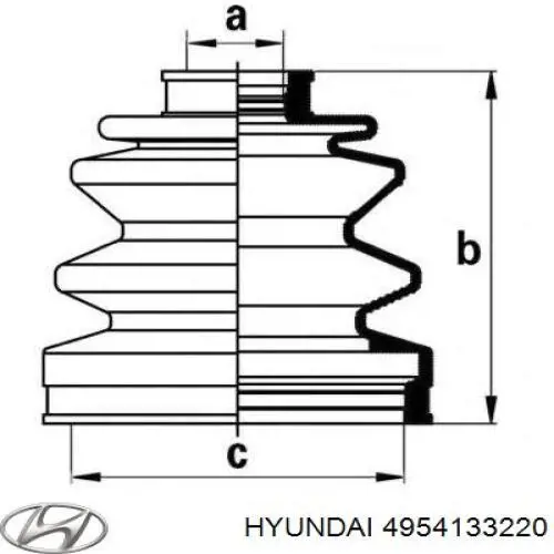4954133220 Hyundai/Kia Bota de proteção externa de junta homocinética do semieixo dianteiro