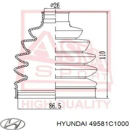 Bota de proteção externa esquerda de junta homocinética Hyundai/Kia 49581C1000 preço, a partir de 49,85 USD