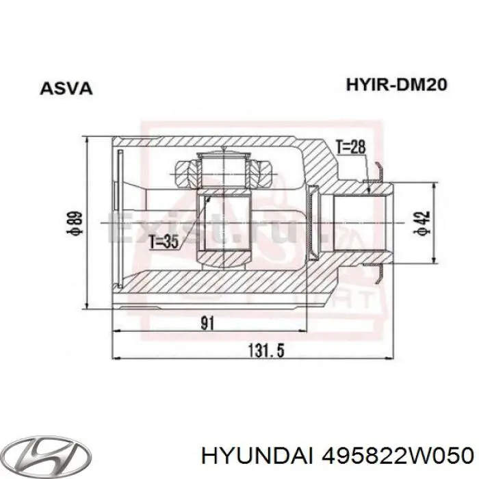 Compre 495822W050 Hyundai/Kia Junta homocinética interna dianteira direita