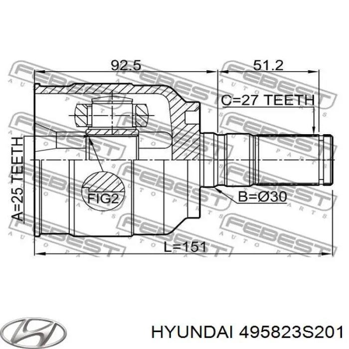 495823S201 Hyundai/Kia Junta homocinética interna dianteira